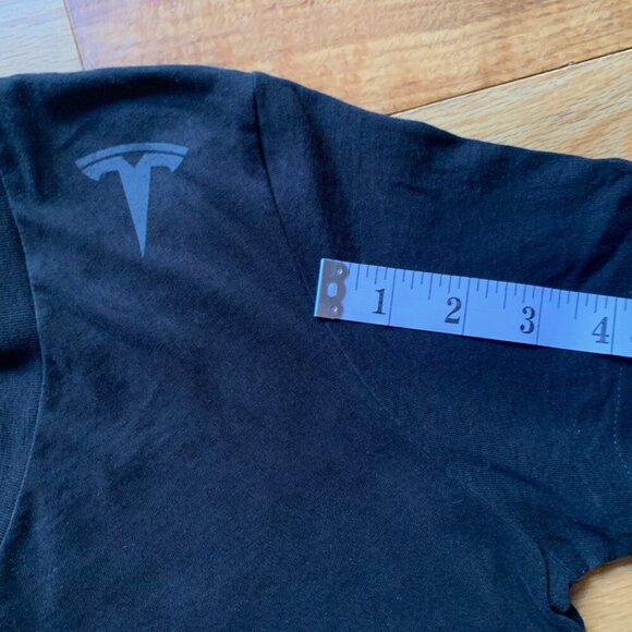 Tesla Women’s Black V-Neck T-Shirt Medium Logo Tee Casual Top - Picture 7 of 8